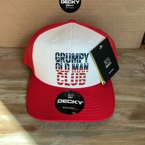 Grumpy Old Man Club - Stars and Stripes Letters Decky 6021 Red and White Trucker
